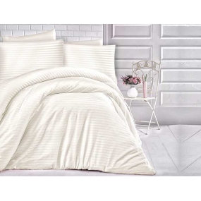 POŚCIEL SATYNOWA STRIPE KREM 160x200