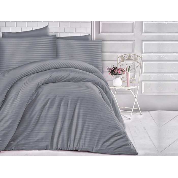 POŚCIEL SATYNOWA STRIPE ANTRACYT 180x200 POŚCIEL SATYNOWA STRIPE ANTRACYT 180x200