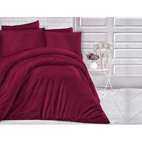 POŚCIEL SATYNOWA STRIPE BORDO 160x200 POŚCIEL SATYNOWA STRIPE BORDO 160x200