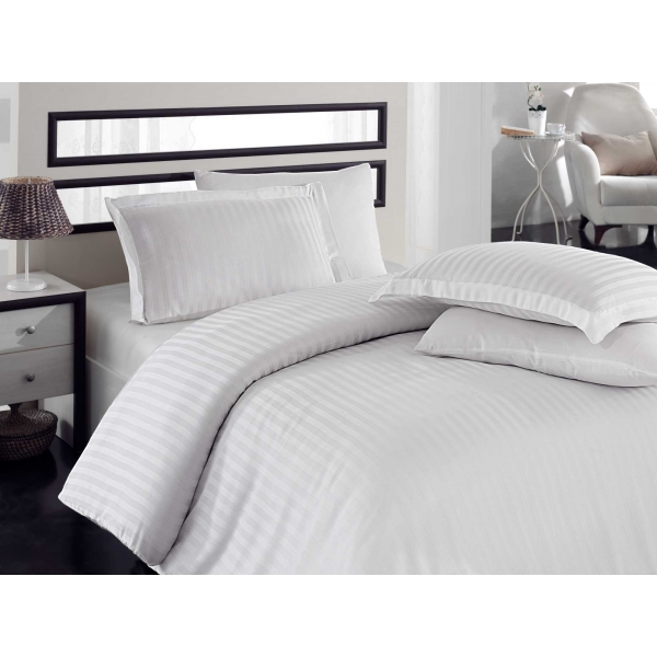 POŚCIEL BAMBUSOWA STRIPE WHITE  200 x 220