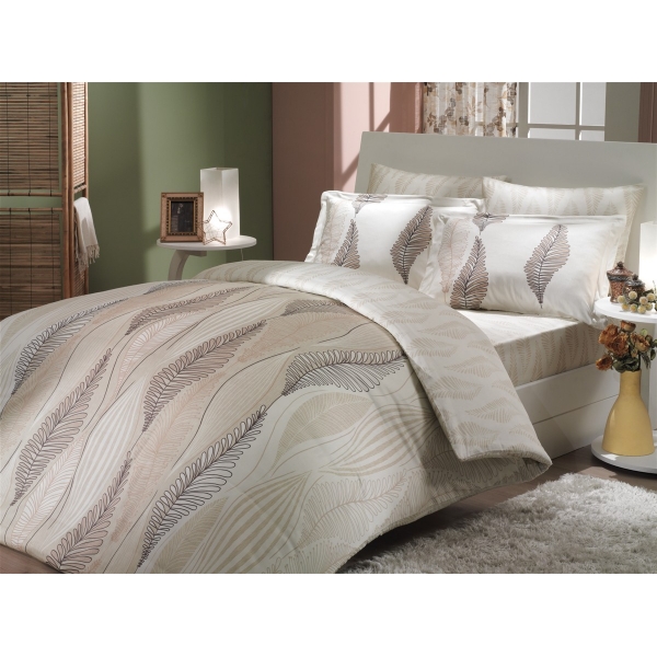 POŚCIEL SATYNOWA SILVIA BEIGE 200 x 220