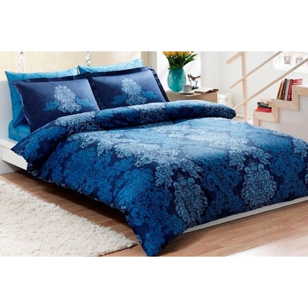 POŚCIEL SATYNOWA PAVONA BLUE 200 x 220