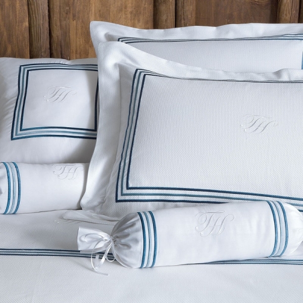 POŚCIEL SATYNOWA LINE BLUE 200 x 220