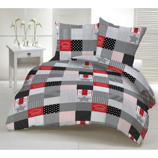 Pościel Bawełniana Patchwork Czerwona 160 x 200 Pościel Bawełniana Patchwork Czerwona 160 x 200