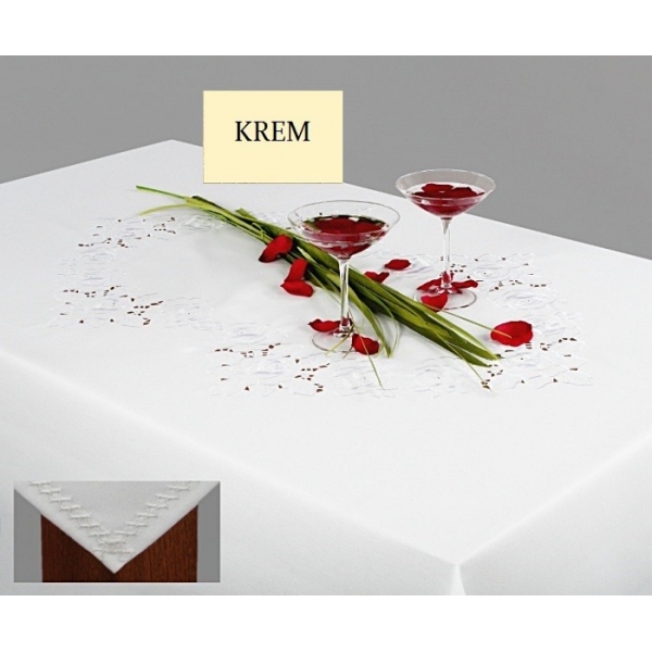 OBRUS HAFTOWANY ROSA KREM