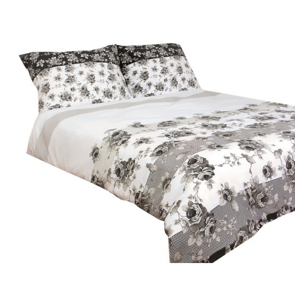 POŚCIEL SATYNOWA ROSA BLACK 3cz. 160 x 200