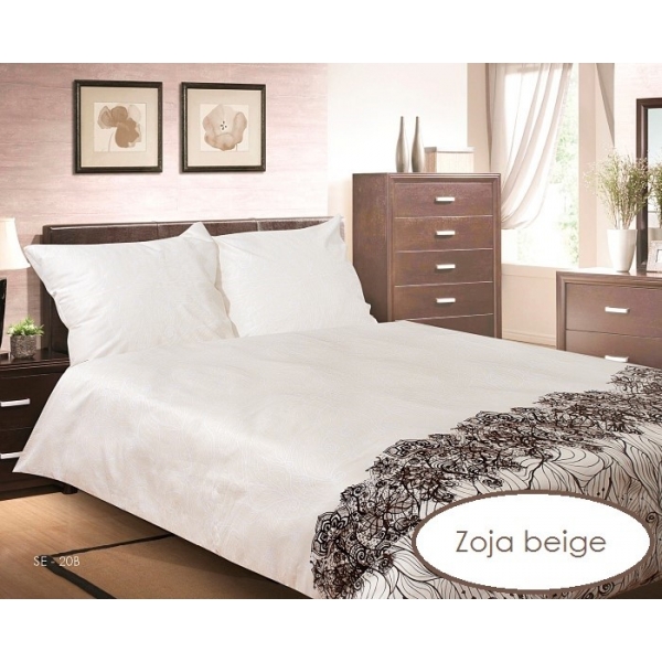POŚCIEL SATYNOWA ZOJA BEIGE 3cz. 220 x 200