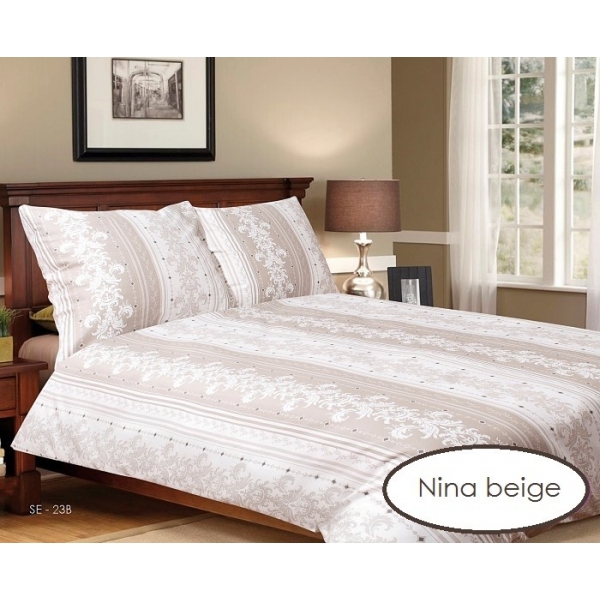 POŚCIEL SATYNOWA NINA BEIGE 2cz. 140 x 200