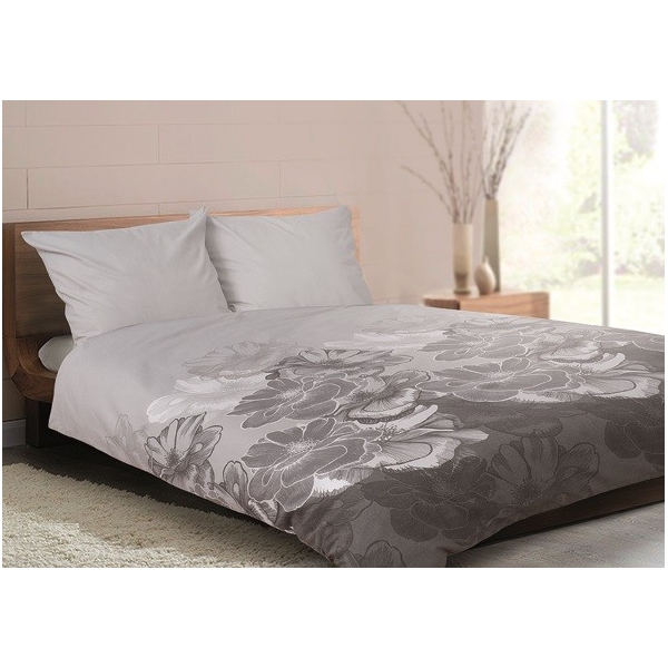 POŚCIEL FLANELOWA 220 x 200 FLORES GREY