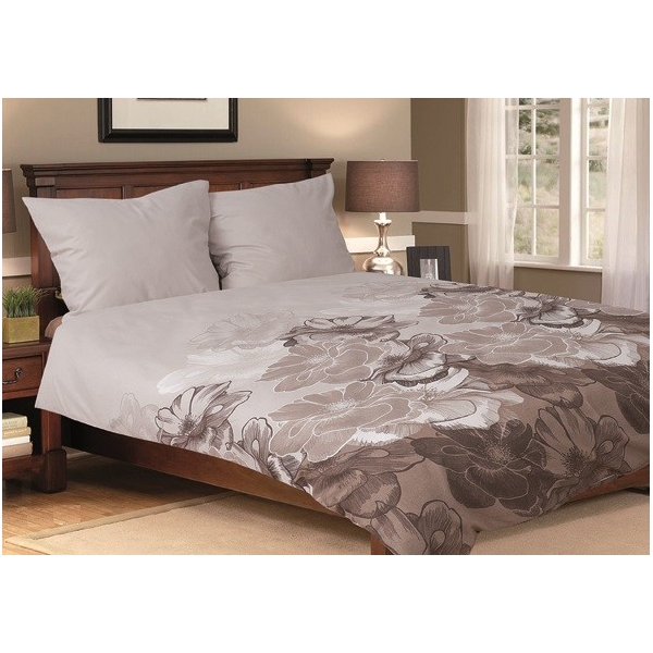 POŚCIEL FLANELOWA 160 x 200 FLORES BEIGE