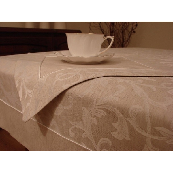 OBRUS LNIANY ROYAL NATURAL Z SERWETKAMI I RANEREM 220x145