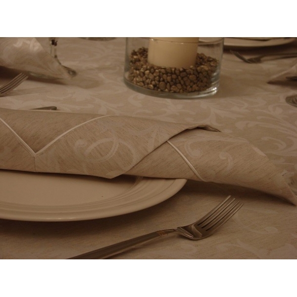 OBRUS LNIANY ROYAL NATURAL Z SERWETKAMI I RANEREM 220x145