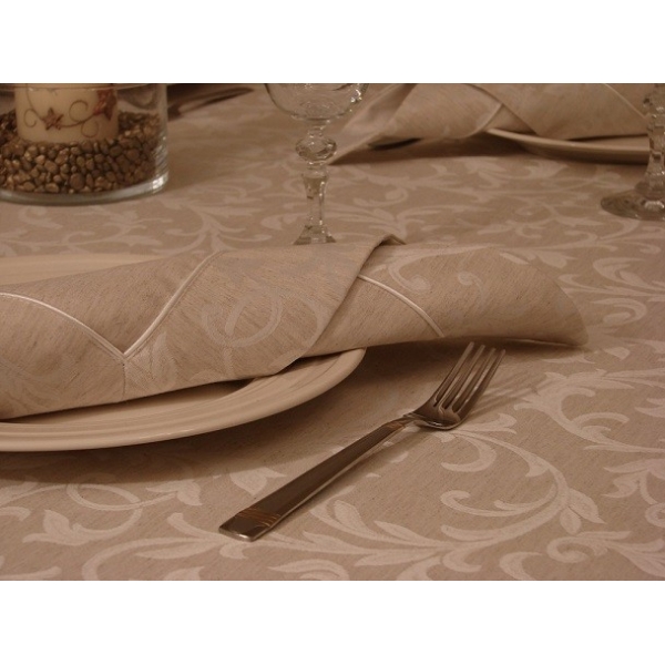 OBRUS LNIANY ROYAL NATURAL Z SERWETKAMI I RANEREM 220x145