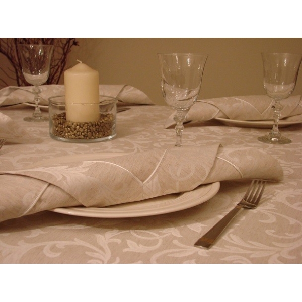 OBRUS LNIANY ROYAL NATURAL Z SERWETKAMI I RANEREM 220x145
